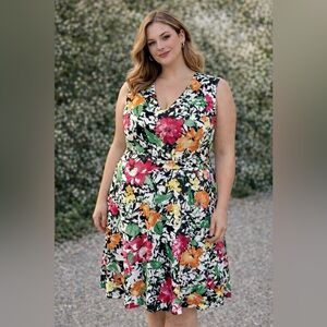 Ralph Lauren Multicolor Floral Midi Dress xl/C166